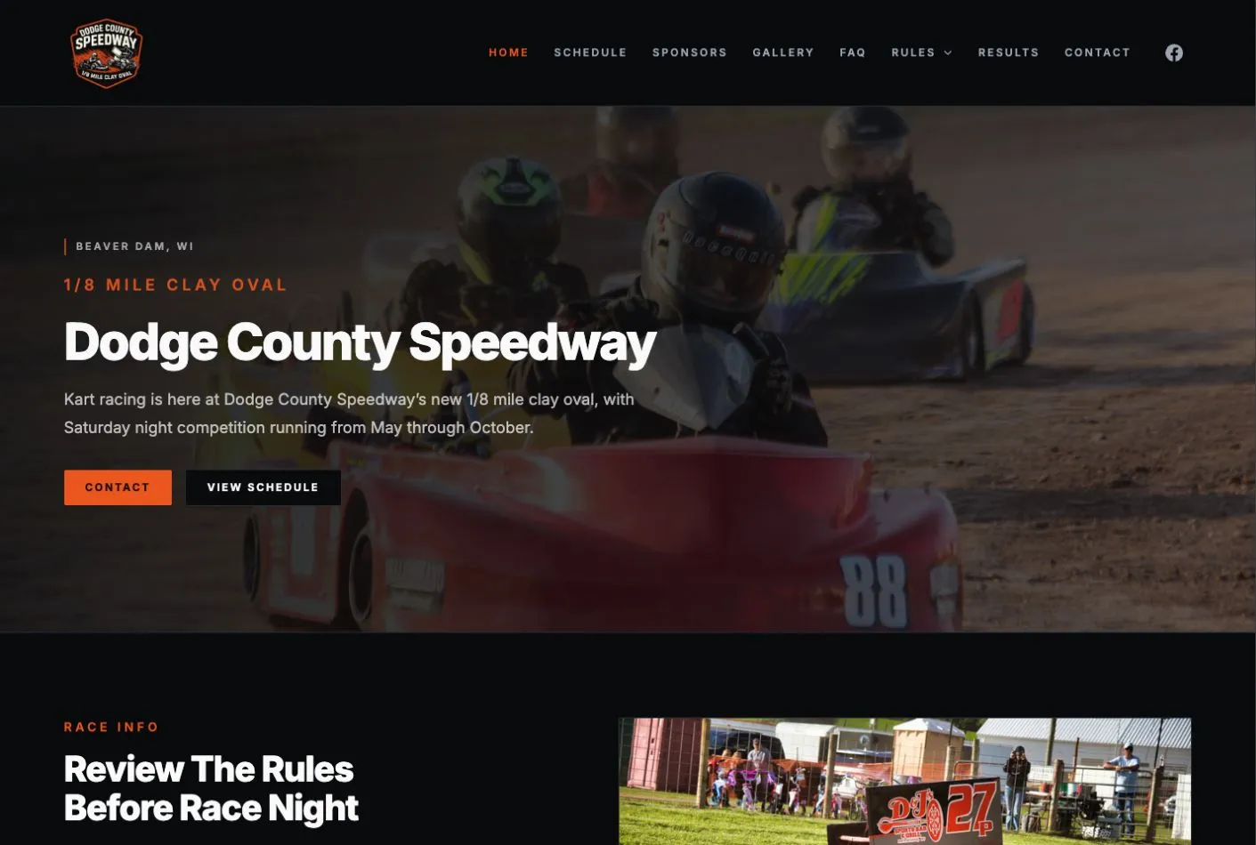 Dodge County Speedway website preview