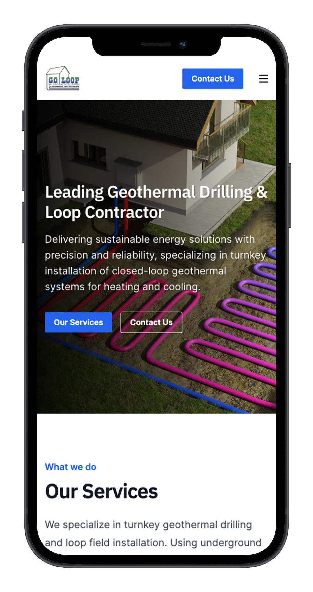 Go Loop website mobile view