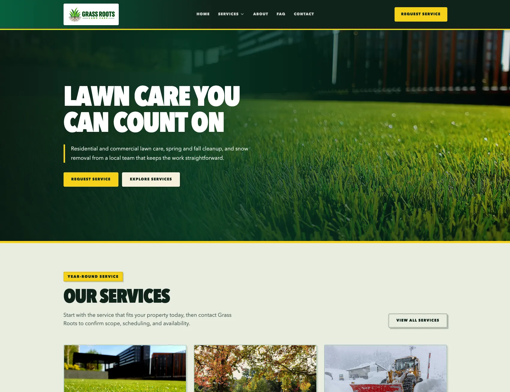 Grass Roots Lawncare’s website on a desktop