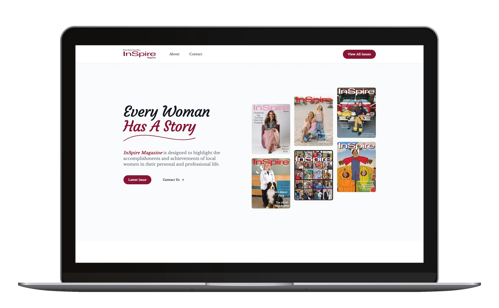 Inspire website desktop view