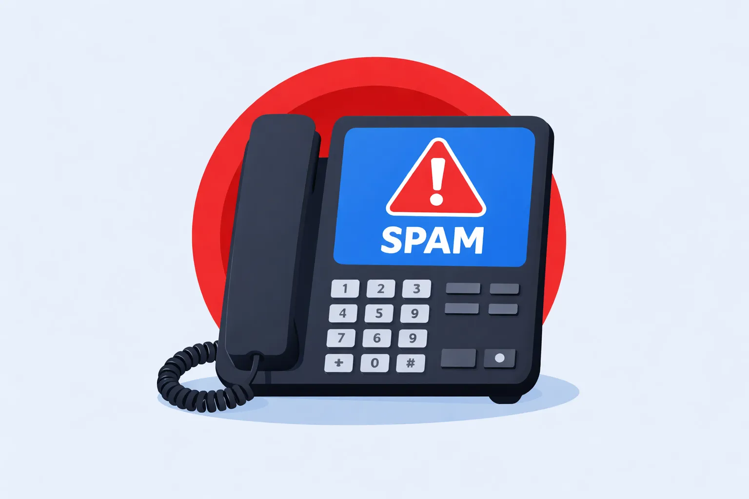 Business owner reviewing call activity on a desk phone and laptop