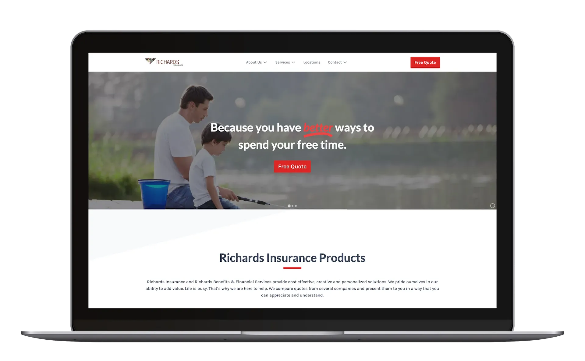 Richards Insurance website desktop view