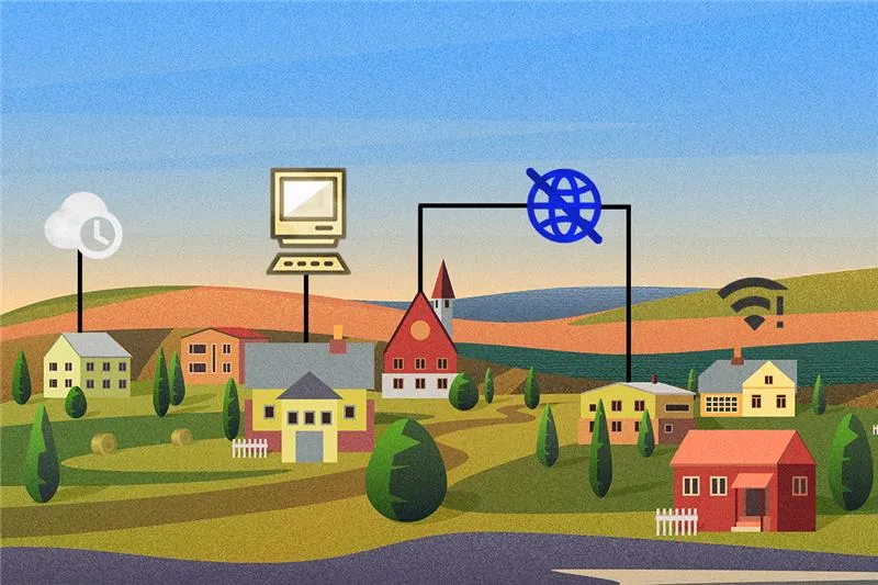 Rural small business owner working on computer with poor internet connectivity