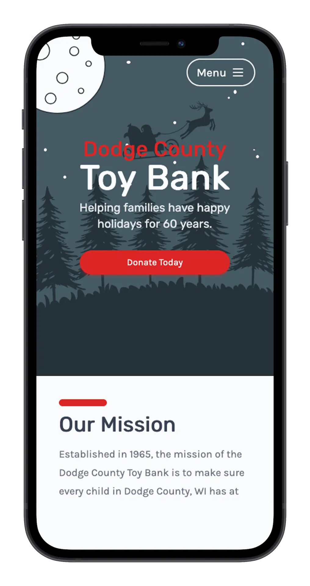 Toy Bank website mobile view