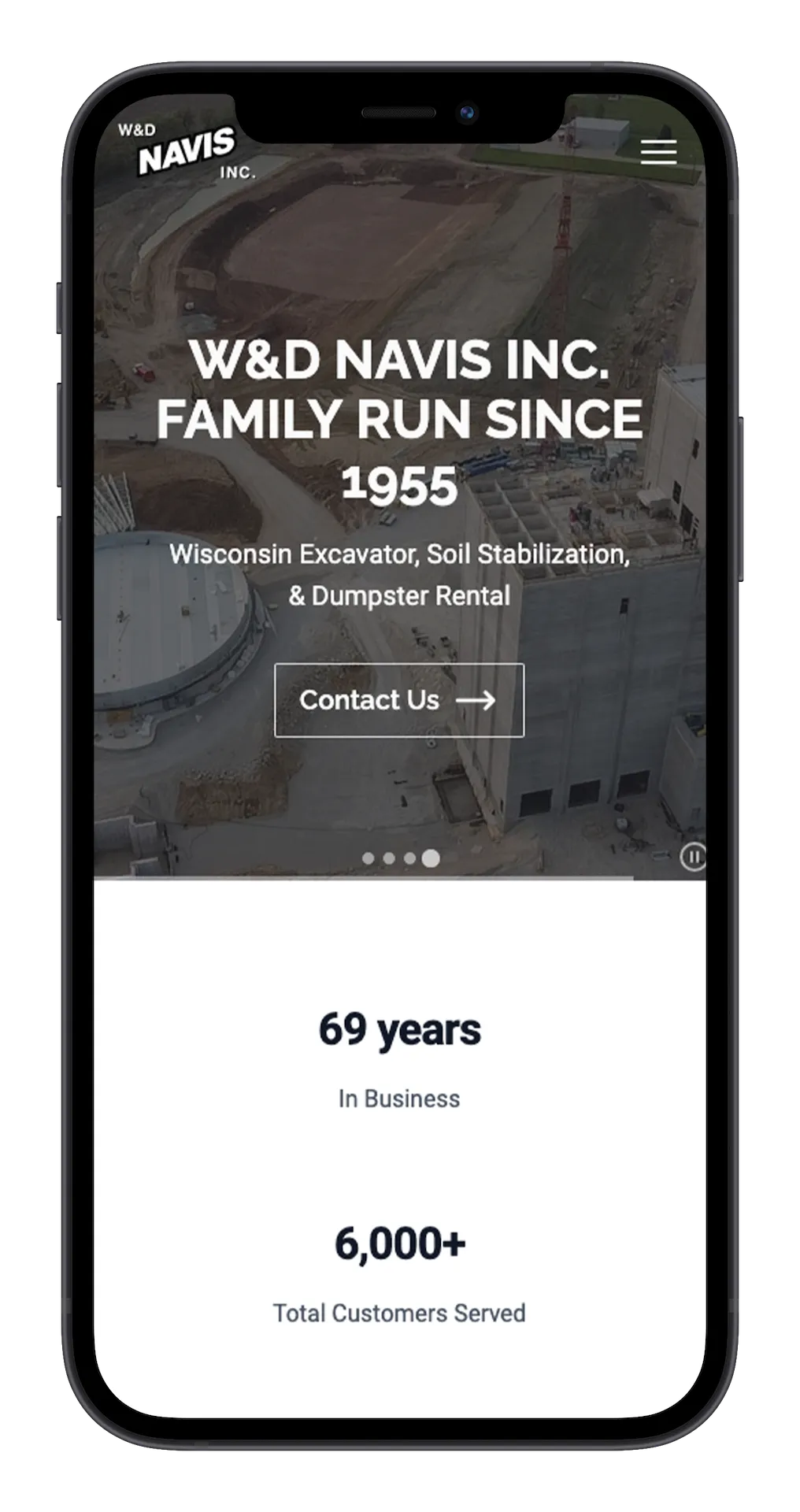 WD Navis website mobile view