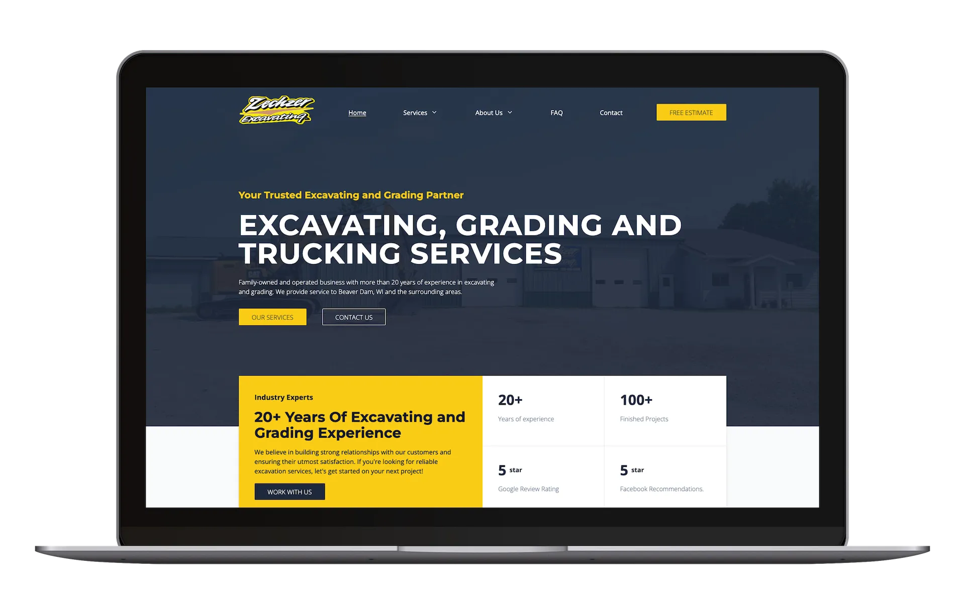 Zechzer website desktop view
