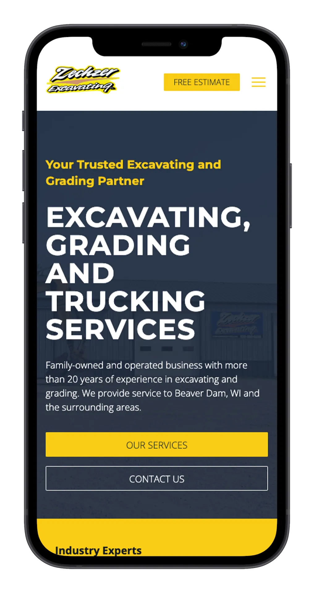 Zechzer website mobile view